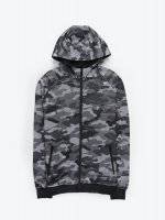 Camo print zip-up hoodie
