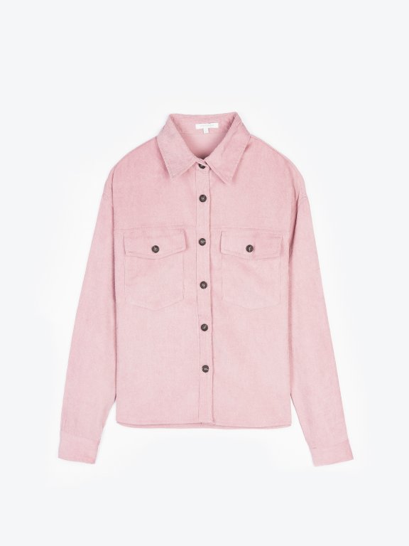 Corduroy boxy shirt with chest pockets