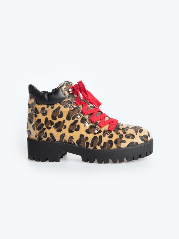 Animal pattern ankle boots