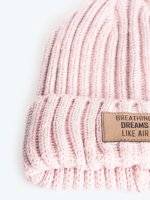 Rib-knit beanie with patch