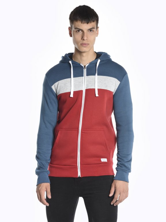Color block zip-up hoodie