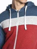 Color block zip-up hoodie