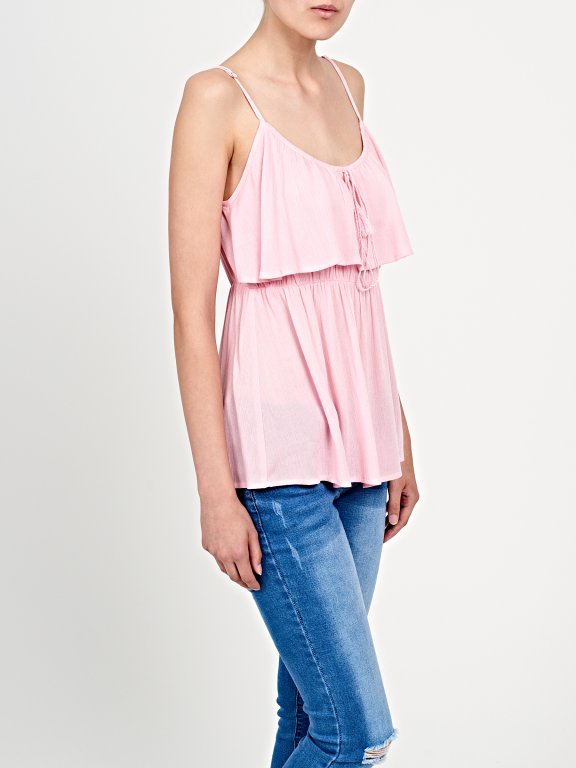 Frilled viscose blouse top