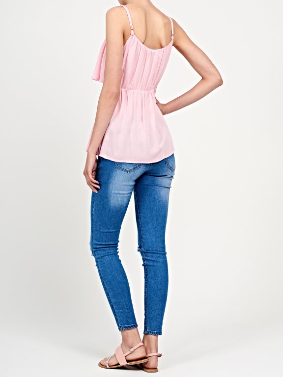 Frilled viscose blouse top