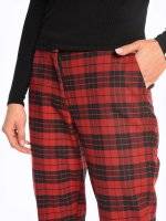 Plaid straight fit trousers
