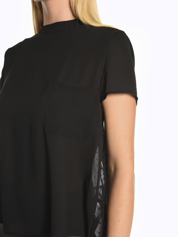 Combined top with chest pocket