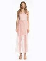 Maxi evening dress with tulle skirt