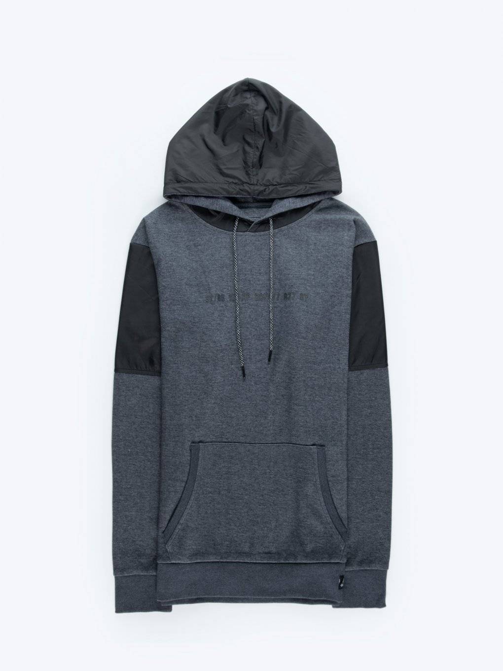 Combined marled hoodie with slogan print
