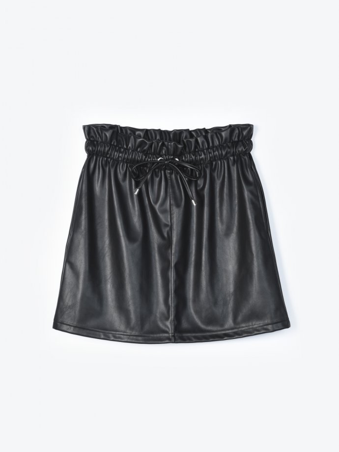 zara faux leather paperbag skirt