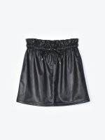 Faux leather paperbag mini skirt