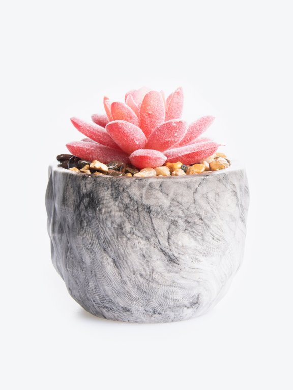 Ceramic flower pot with flower decoration