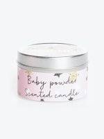 Baby powder scented tin candle