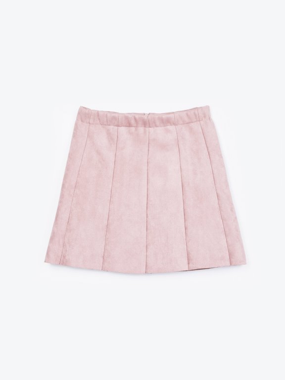 Faux sede paneled skirt