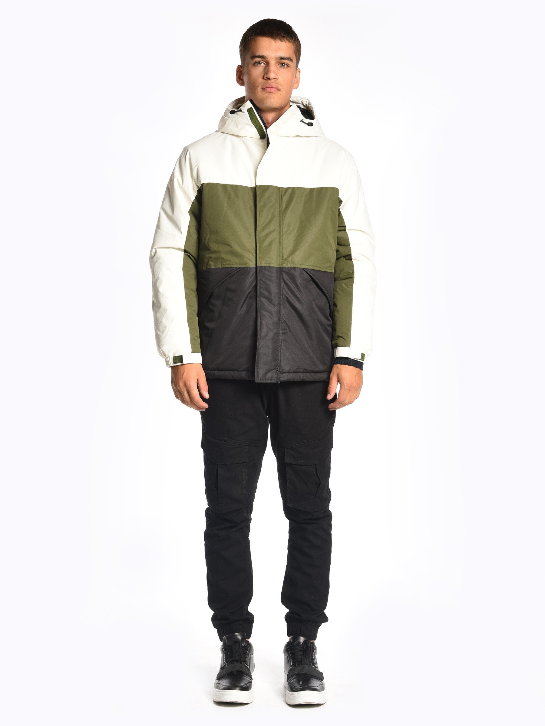 Colour block padded jacket with hood | GATE