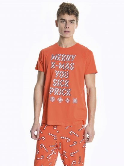 Christmas printed pyjama top