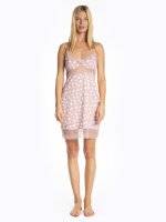 Hearts print nightdress with lace