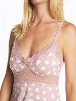 Hearts print nightdress with lace