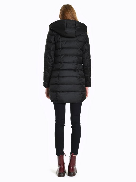 Quilted padded jacket with layered hood