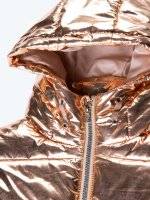 Metallic quilted padded jacket with hood