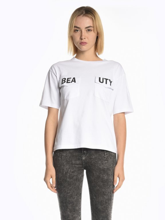 T-shirt with printed chest pockets
