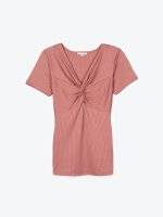 Ribbed short sleeve top with knot