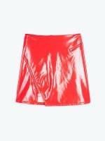 Vinyl effect mini skirt with zippers