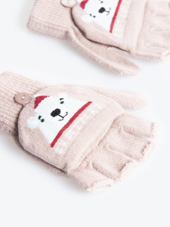 Fingerless teddy gloves