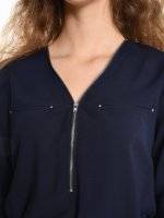 Longline viscose blouse with zipper