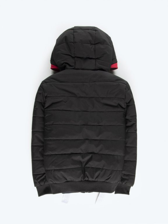 Padded jacket with printed tapes