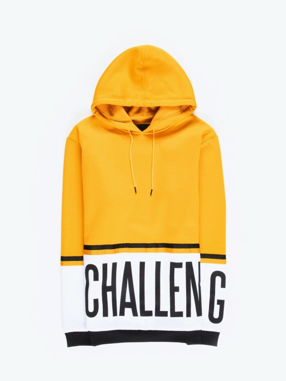 Paneled hoodie with message print