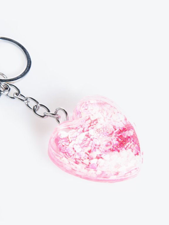 Heart shape glitter key ring