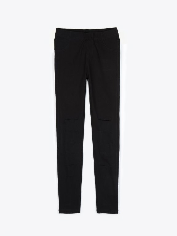 Stretch slim fit trousers with damages