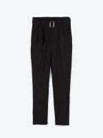 Tapered fit stretchy trousers with belt