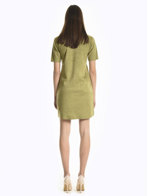 Fake suede dress with pockets