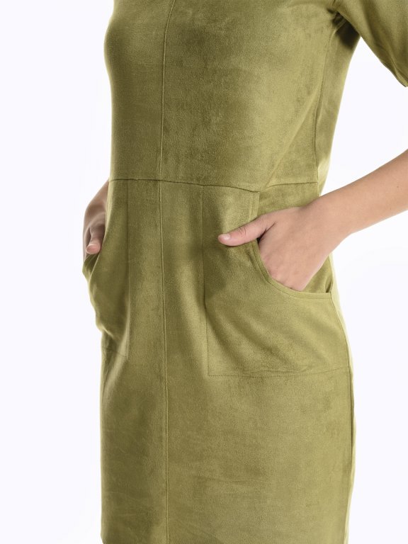 Fake suede dress with pockets
