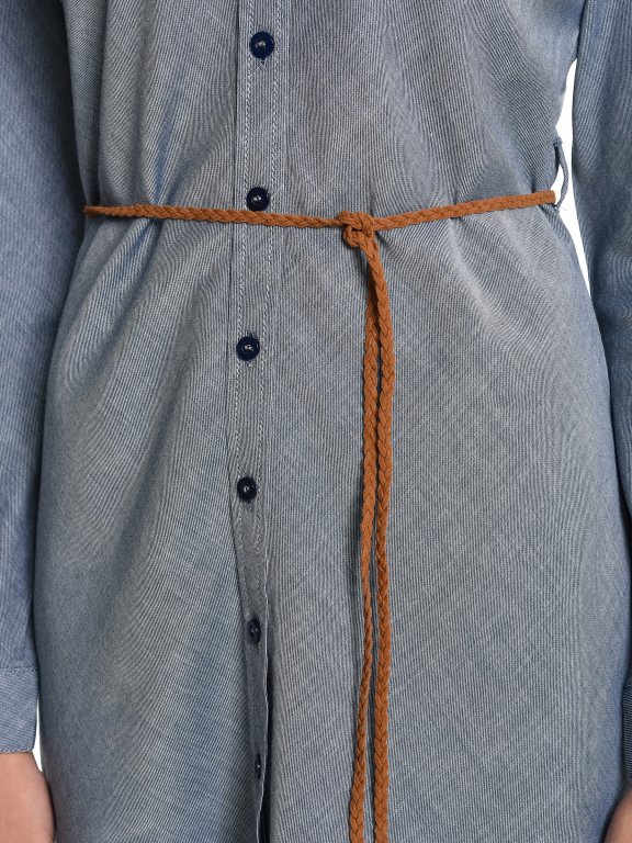Prolonged cotton blouse with belt