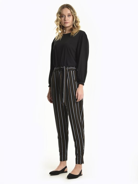 Striped paperbag trousers