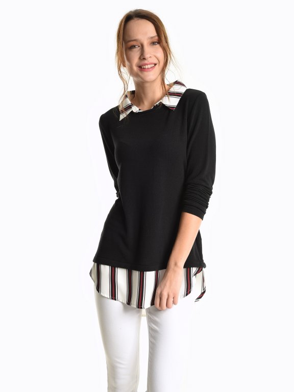 Combined pullover with blouse detail
