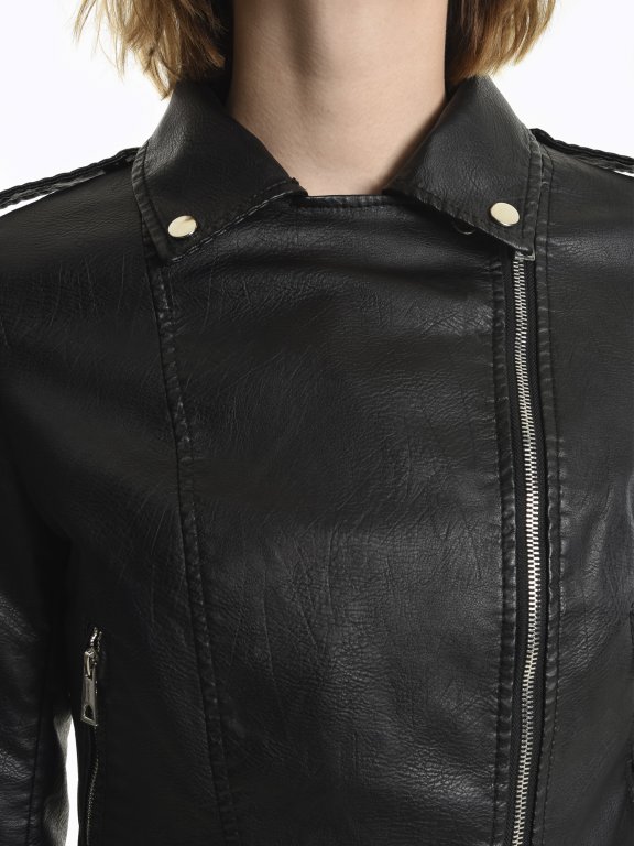 Motorkárska bunda z imitácie kože