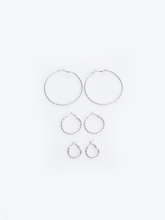 3-pack hoop earrings set
