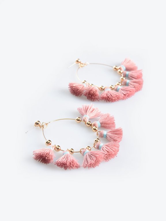 Hoop earrings with tassels