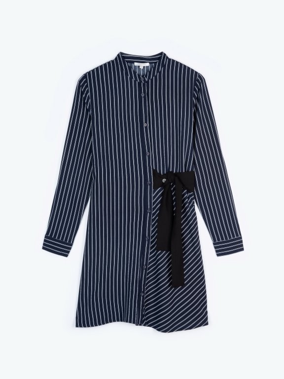 Striped shirt dress with decorative bow