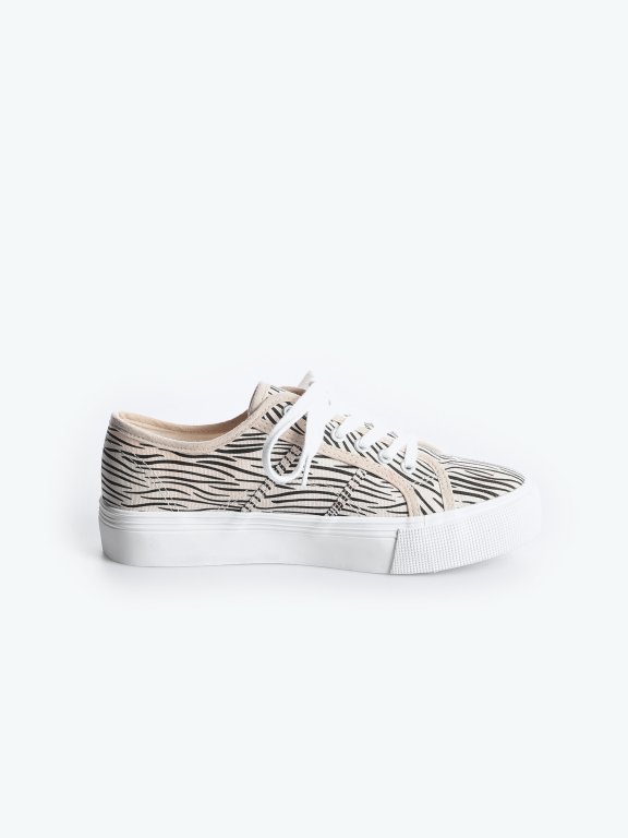 Lace-up sneakers with print