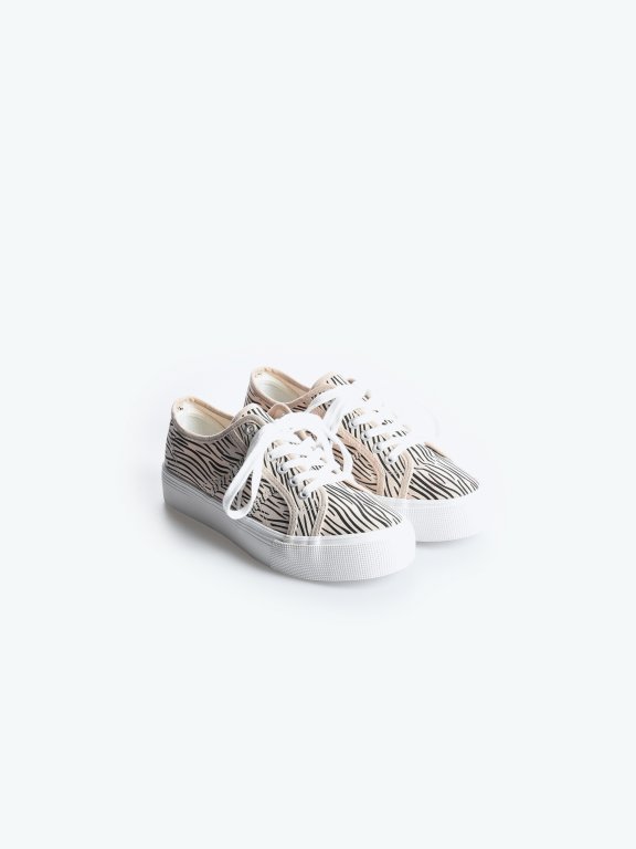 Lace-up sneakers with print