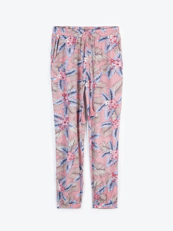 Floral print harem trousers