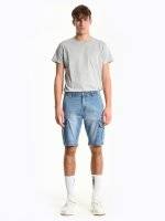 Cargo denim shorts