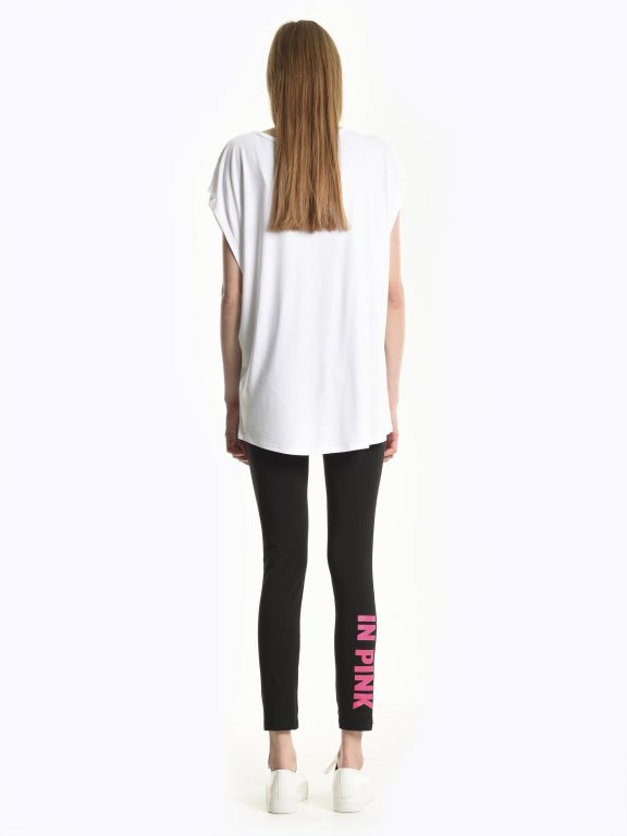 Cotton leggings with message print