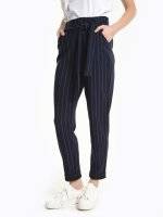 Stretch striped paperbag trousers