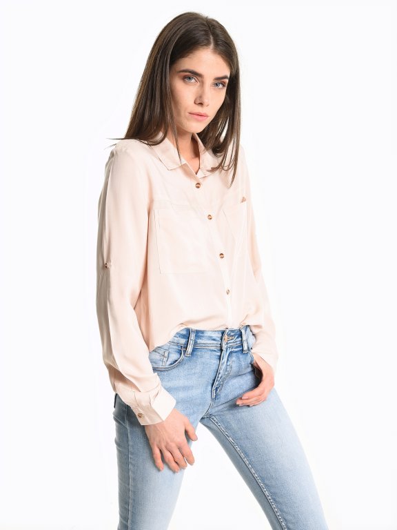 Utility look viscose shirt with chest pockets