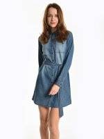 Cotton shirt dress with chest pocket